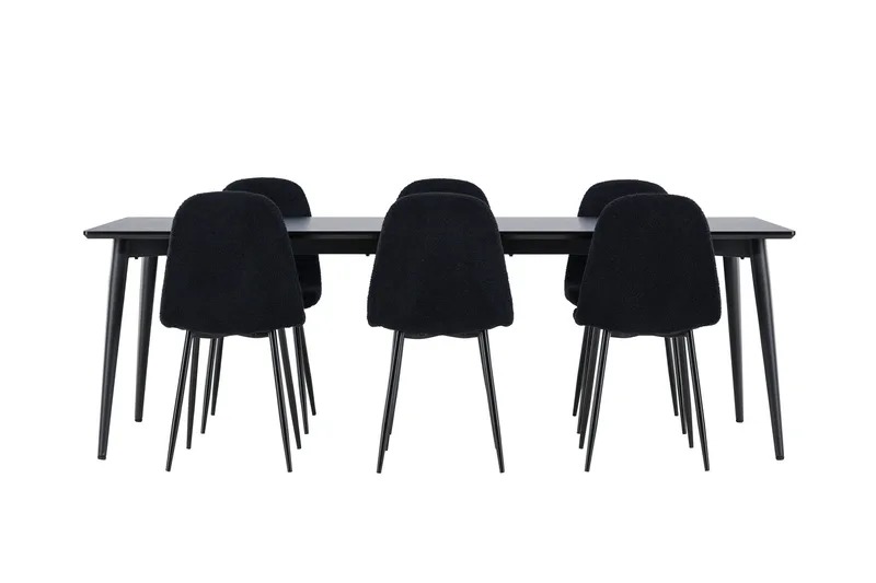 Ellis Spisegruppe 230 cm Rektangulær med 6 Polar stoler - Sort/Sort - Møbler - Bord - Spisegrupper