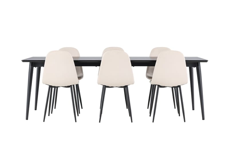 Ellis Spisegruppe 230 cm Rektangulær med 6 Polar stoler - Sort/Beige - Møbler - Bord - Spisegrupper