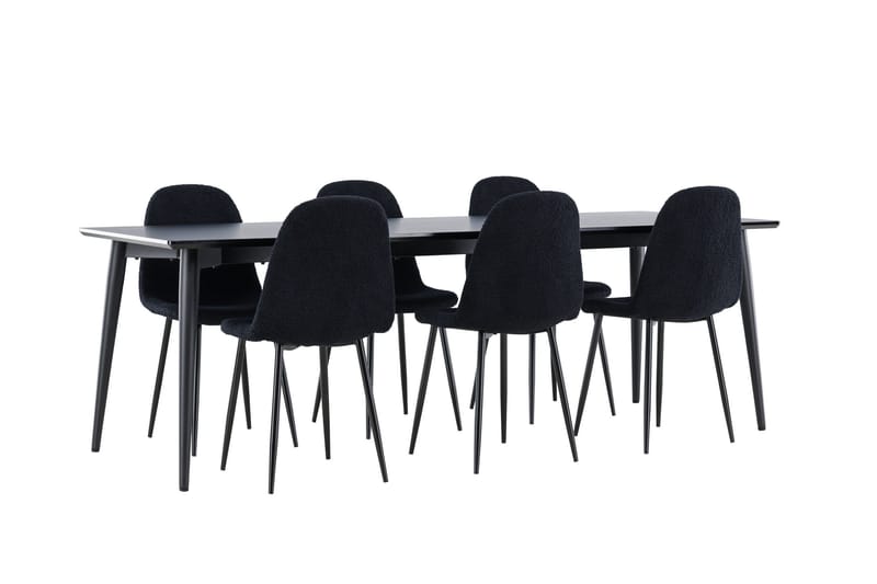 Ellis Spisegruppe 230 cm Rektangulær med 6 Polar stoler - Sort/Sort - Møbler - Bord - Spisegrupper