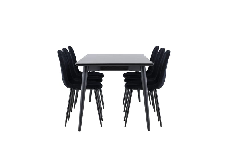 Ellis Spisegruppe 230 cm Rektangulær med 6 Polar stoler - Sort/Sort - Møbler - Bord - Spisegrupper
