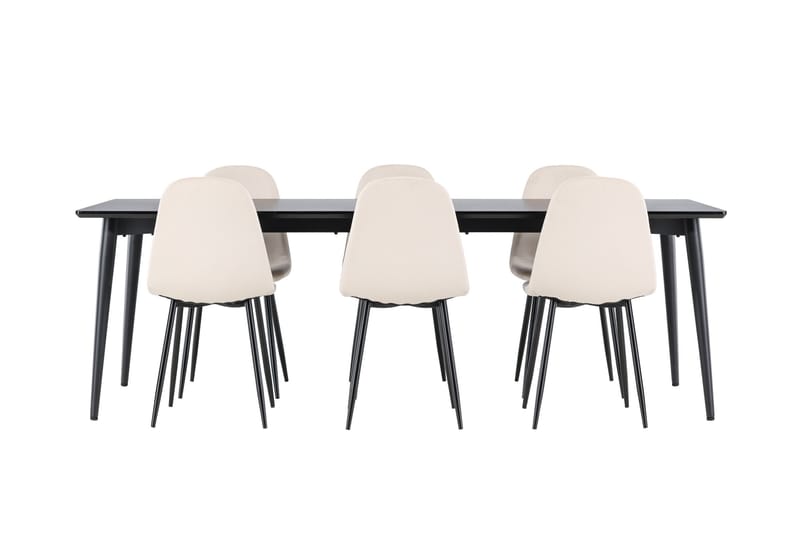 Ellis Spisegruppe 230 cm Rektangulær med 6 Polar stoler - Sort/Beige - Møbler - Bord - Spisegrupper