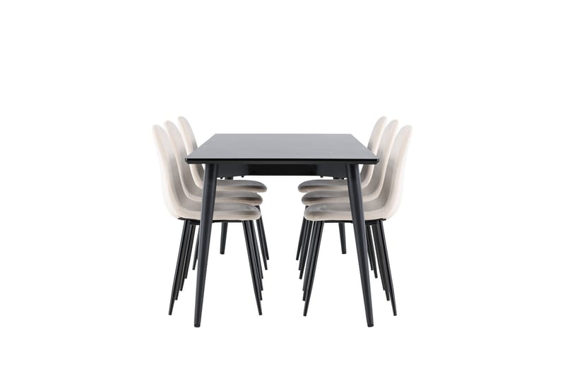 Ellis Spisegruppe 230 cm Rektangulær med 6 Polar stoler - Sort/Beige - Møbler - Bord - Spisegrupper