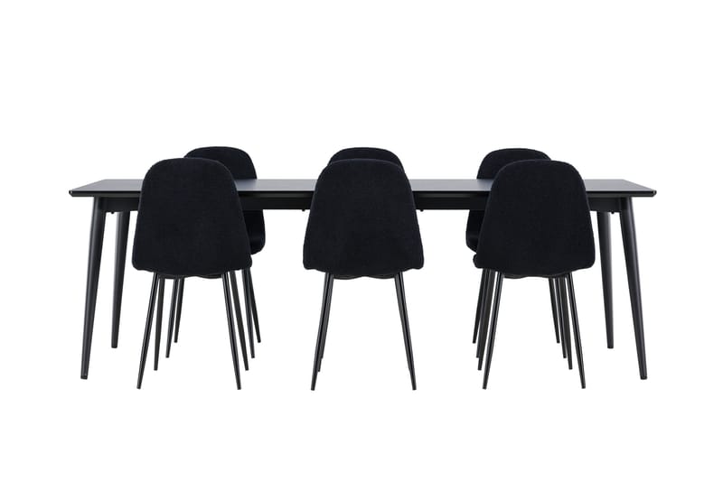 Ellis Spisegruppe 230 cm Rektangulær med 6 Polar stoler - Sort/Sort - Møbler - Bord - Spisegrupper