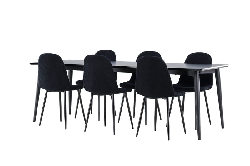 Ellis Spisegruppe 230 cm Rektangulær med 6 Polar stoler - Sort/Sort - Møbler - Bord - Spisegrupper