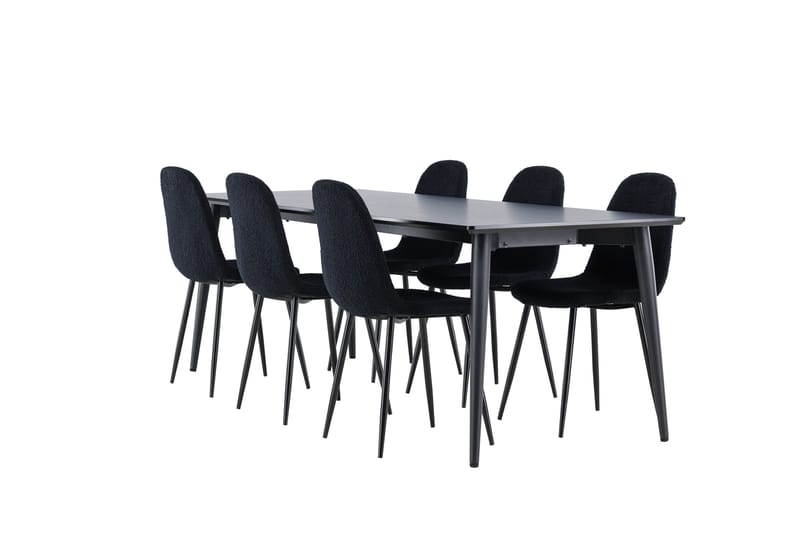 Ellis Spisegruppe 230 cm Rektangulær med 6 Polar stoler - Sort/Sort - Møbler - Bord - Spisegrupper