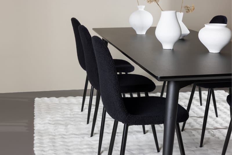 Ellis Spisegruppe 230 cm Rektangulær med 6 Polar stoler - Sort/Sort - Møbler - Bord - Spisegrupper