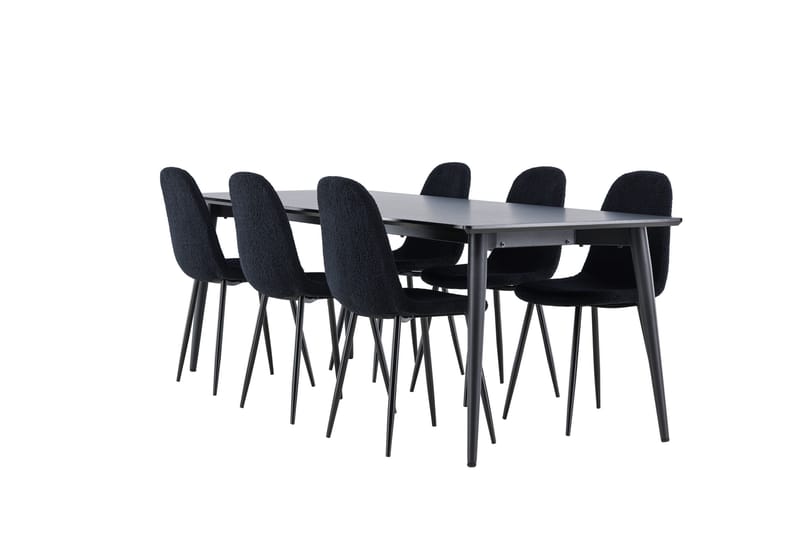Ellis Spisegruppe 230 cm Rektangulær med 6 Polar stoler - Sort/Sort - Møbler - Bord - Spisegrupper