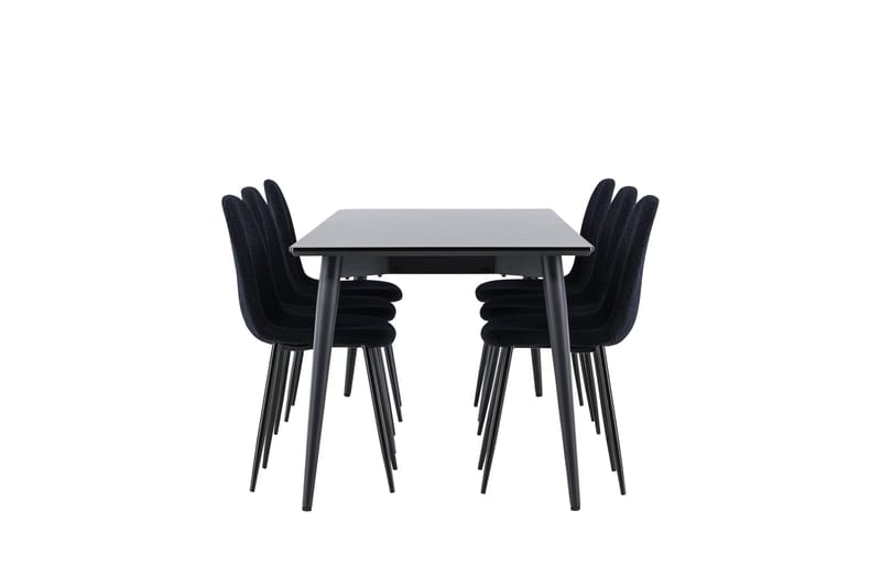 Ellis Spisegruppe 230 cm Rektangulær med 6 Polar stoler - Sort/Sort - Møbler - Bord - Spisegrupper