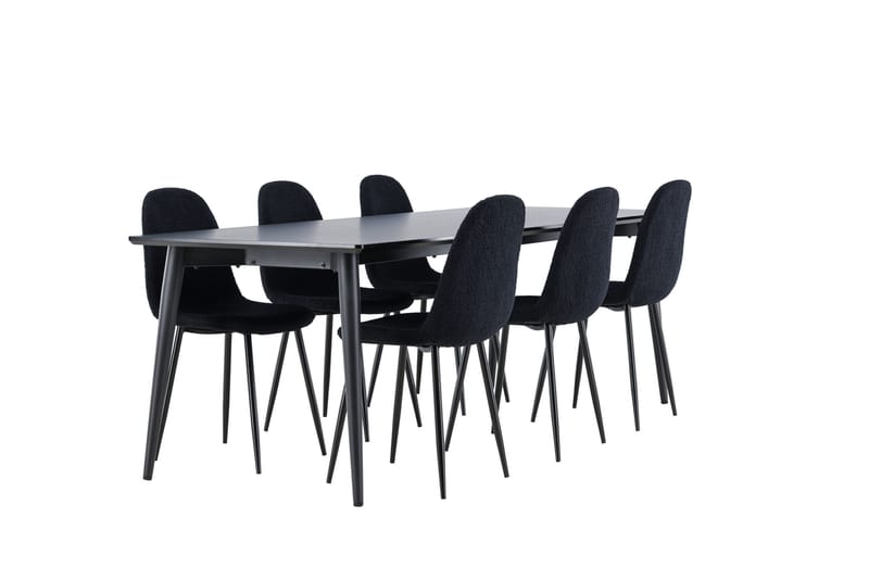 Ellis Spisegruppe 230 cm Rektangulær med 6 Polar stoler - Sort/Sort - Møbler - Bord - Spisegrupper