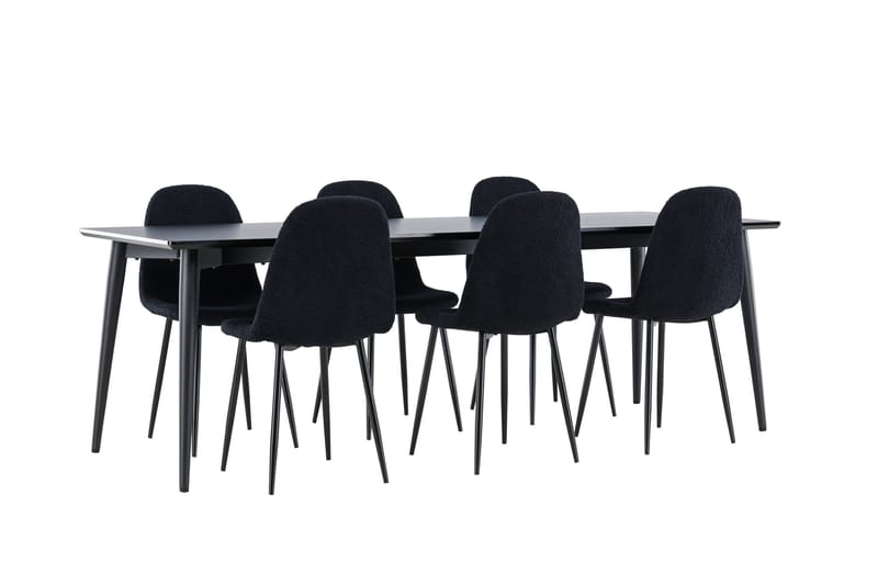 Ellis Spisegruppe 230 cm Rektangulær med 6 Polar stoler - Sort/Sort - Møbler - Bord - Spisegrupper