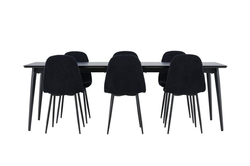 Ellis Spisegruppe 230 cm Rektangulær med 6 Polar stoler - Sort/Sort - Møbler - Bord - Spisegrupper