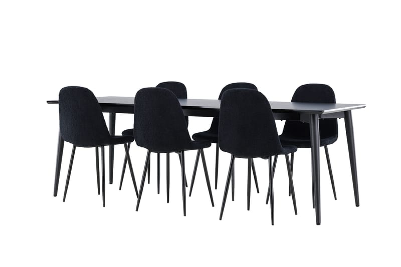 Ellis Spisegruppe 230 cm Rektangulær med 6 Polar stoler - Sort/Sort - Møbler - Bord - Spisegrupper