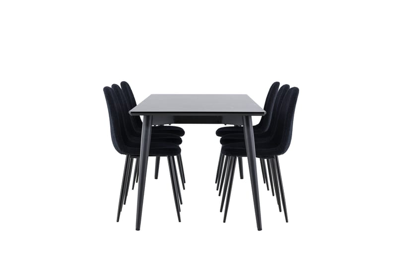Ellis Spisegruppe 230 cm Rektangulær med 6 Polar stoler - Sort/Sort - Møbler - Bord - Spisegrupper