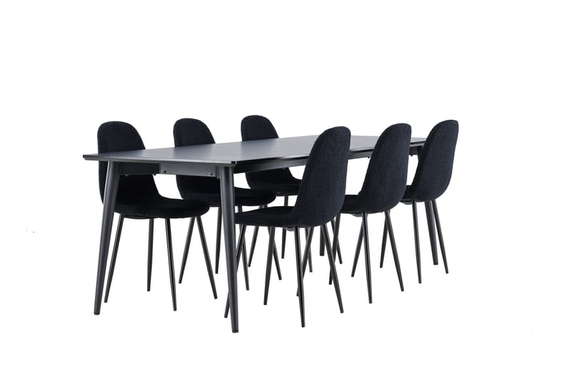 Ellis Spisegruppe 230 cm Rektangulær med 6 Polar stoler - Sort/Sort - Møbler - Bord - Spisegrupper