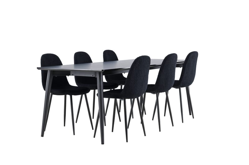 Ellis Spisegruppe 230 cm Rektangulær med 6 Polar stoler - Sort/Sort - Møbler - Bord - Spisegrupper
