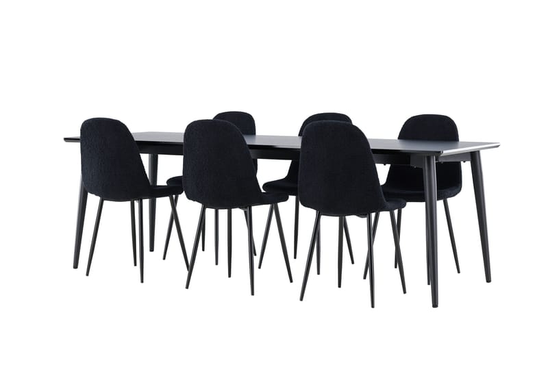 Ellis Spisegruppe 230 cm Rektangulær med 6 Polar stoler - Sort/Sort - Møbler - Bord - Spisegrupper