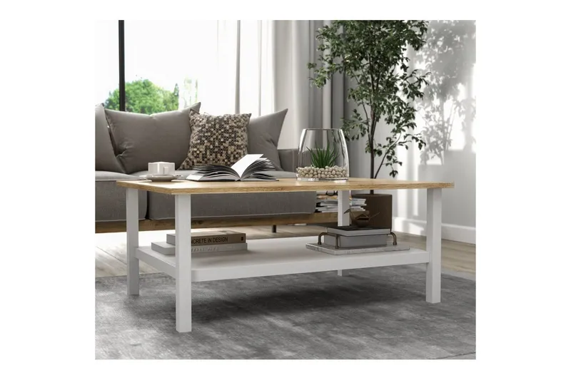 Elvano Stuebord 100 cm - Natur/Hvit - Møbler - Bord - Sofabord