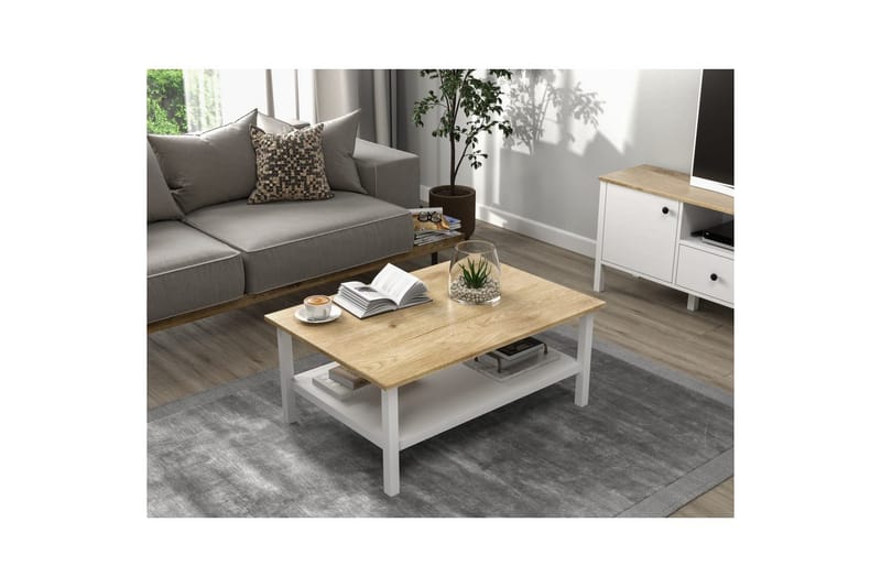 Elvano Stuebord 100 cm - Natur/Hvit - Møbler - Bord - Sofabord