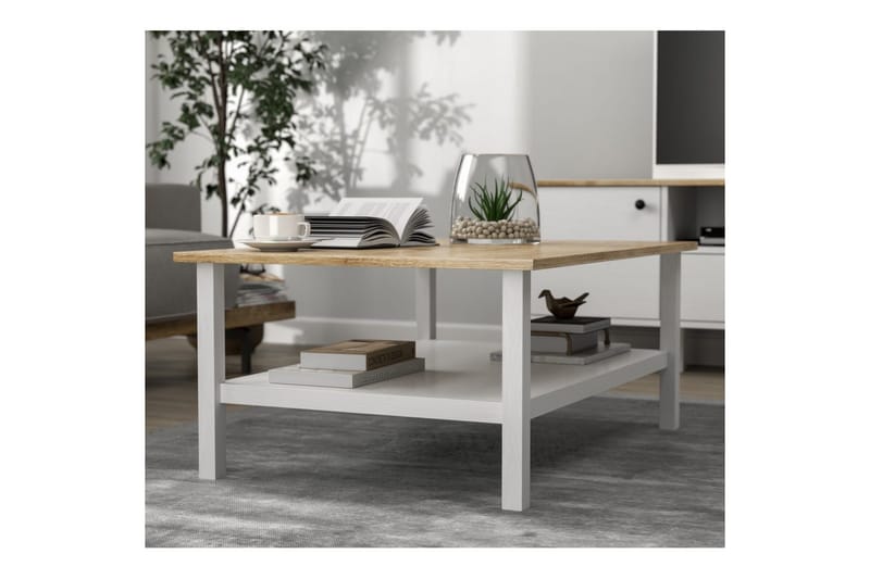 Elvano Stuebord 100 cm - Natur/Hvit - Møbler - Bord - Sofabord