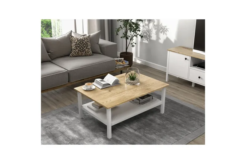 Elvano Stuebord 100 cm - Natur/Hvit - Møbler - Bord - Sofabord