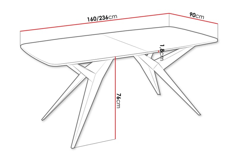Elvora Matbord 160 cm Rektangul ær - Hvit - Møbler - Bord - Spisebord & kjøkkenbord