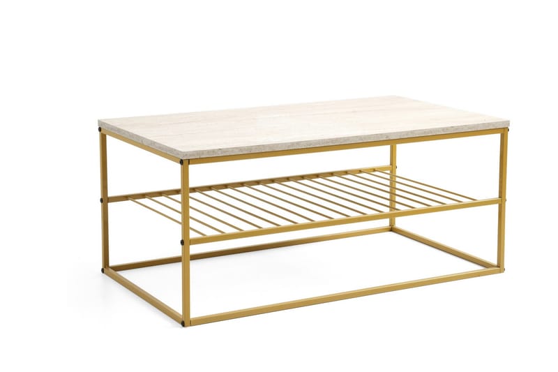 Emlak Sofabord 95 cm - Gull/Marmor - Møbler - Bord - Sofabord