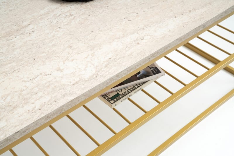 Emlak Sofabord 95 cm - Gull/Marmor - Møbler - Bord - Sofabord
