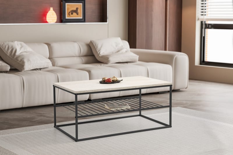 Emlak Sofabord 95 cm - Svart/Marmor - Møbler - Bord - Sofabord