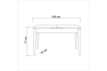 Ergene Spisegruppe 120 cm Rektangulær - Natur/Grå - Møbler - Bord - Spisegrupper
