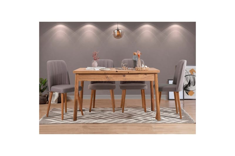 Ergene Spisegruppe 120 cm Rektangulær - Natur/Grå - Møbler - Bord - Spisegrupper