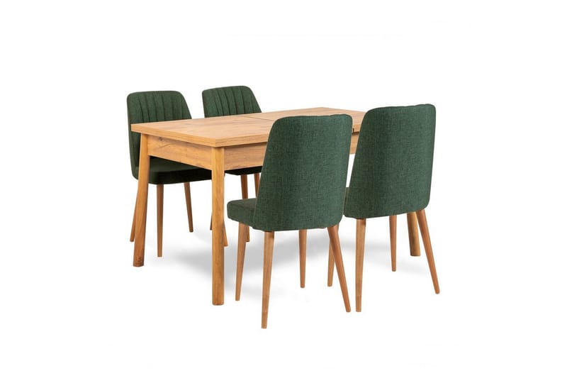 Ergene Spisegruppe 120 cm Rektangulær - Natur/Grønn - Møbler - Bord - Spisegrupper