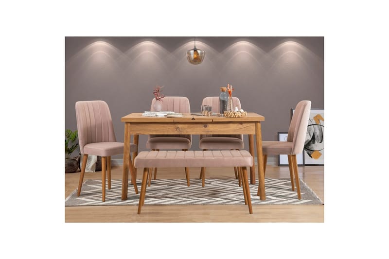 Ergene Spisegruppe 120 cm Rektangulær - Natur/Stein - Møbler - Bord - Spisegrupper