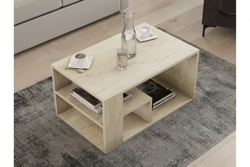 Eros 80 cm Rektangulært Sofabord med Hyller i Tre - Beige - Møbler - Bord - Sofabord