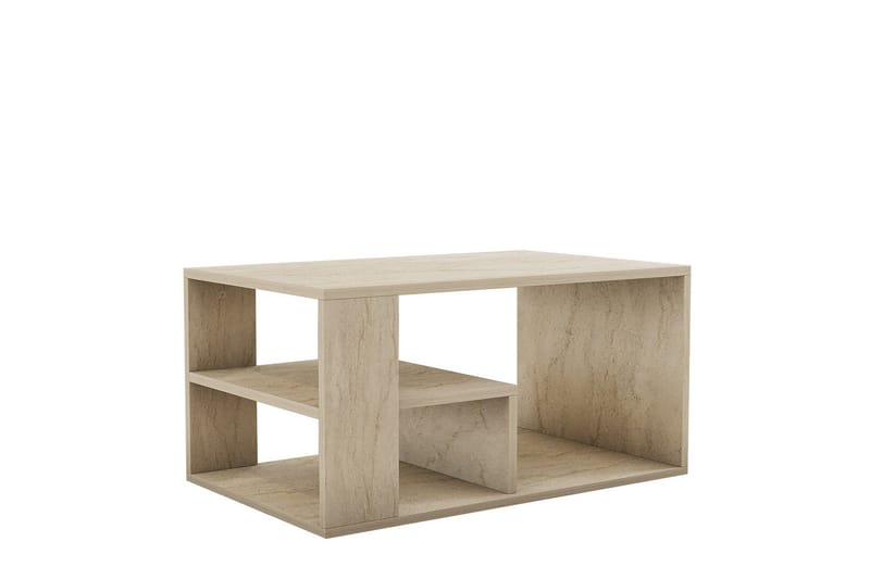 Eros 80 cm Rektangulært Sofabord med Hyller i Tre - Beige - Møbler - Bord - Sofabord