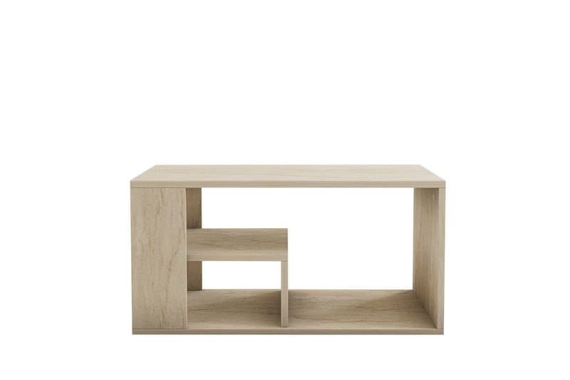 Eros 80 cm Rektangulært Sofabord med Hyller i Tre, Beige