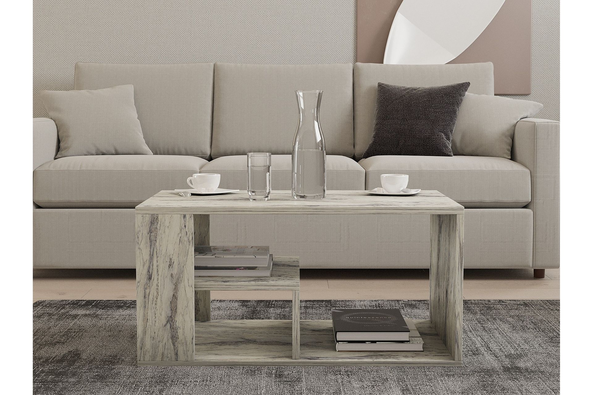 Eros Sofabord 80 cm - Hvit Marmor - Møbler - Bord - Sofabord