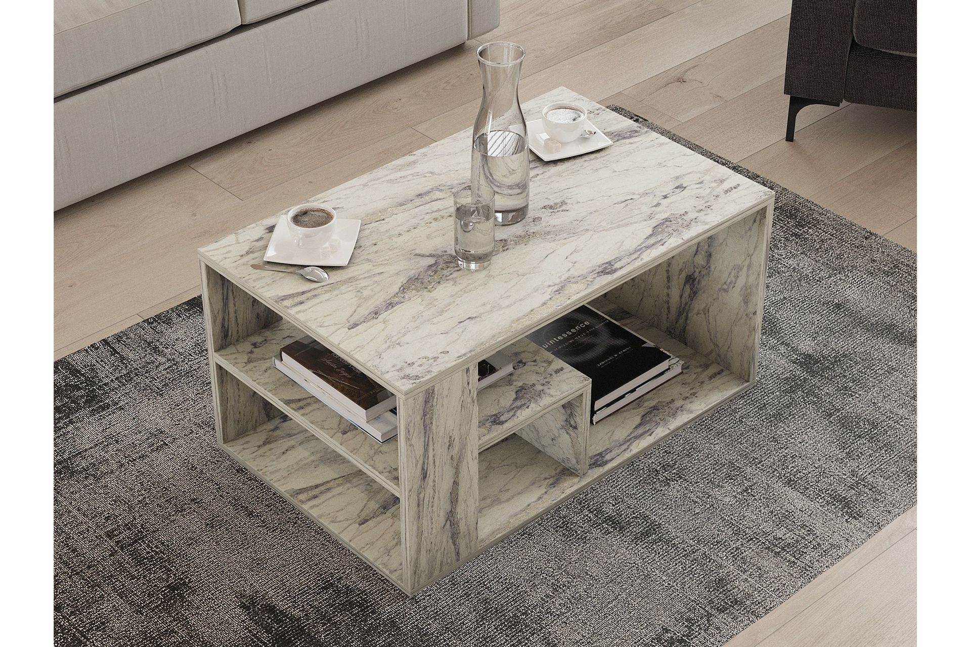 Eros Sofabord 80 cm - Hvit Marmor - Møbler - Bord - Sofabord