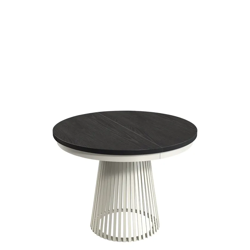 Erylan Spisebord rundt uttrekkbart 100-180 cm - beige, svart - Møbler - Bord - Spisebord & kjøkkenbord