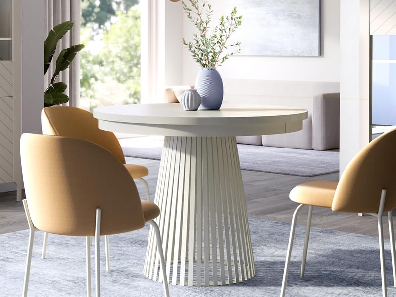 Erylan Spisebord rundt uttrekkbart 100-180 cm - Beige - Møbler - Bord - Spisebord & kjøkkenbord