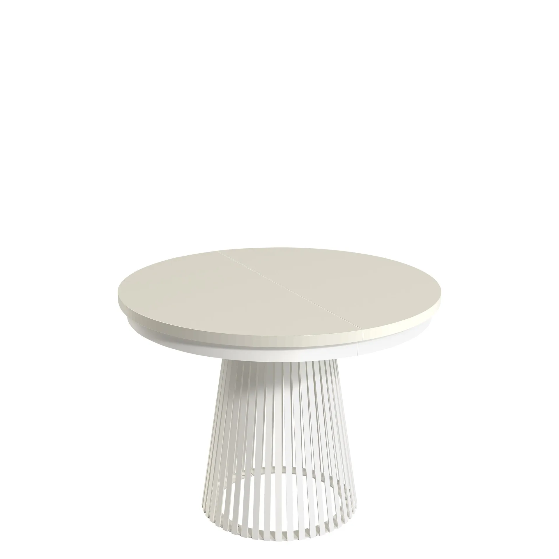 Erylan Spisebord rundt uttrekkbart 100-180 cm - hvit, beige