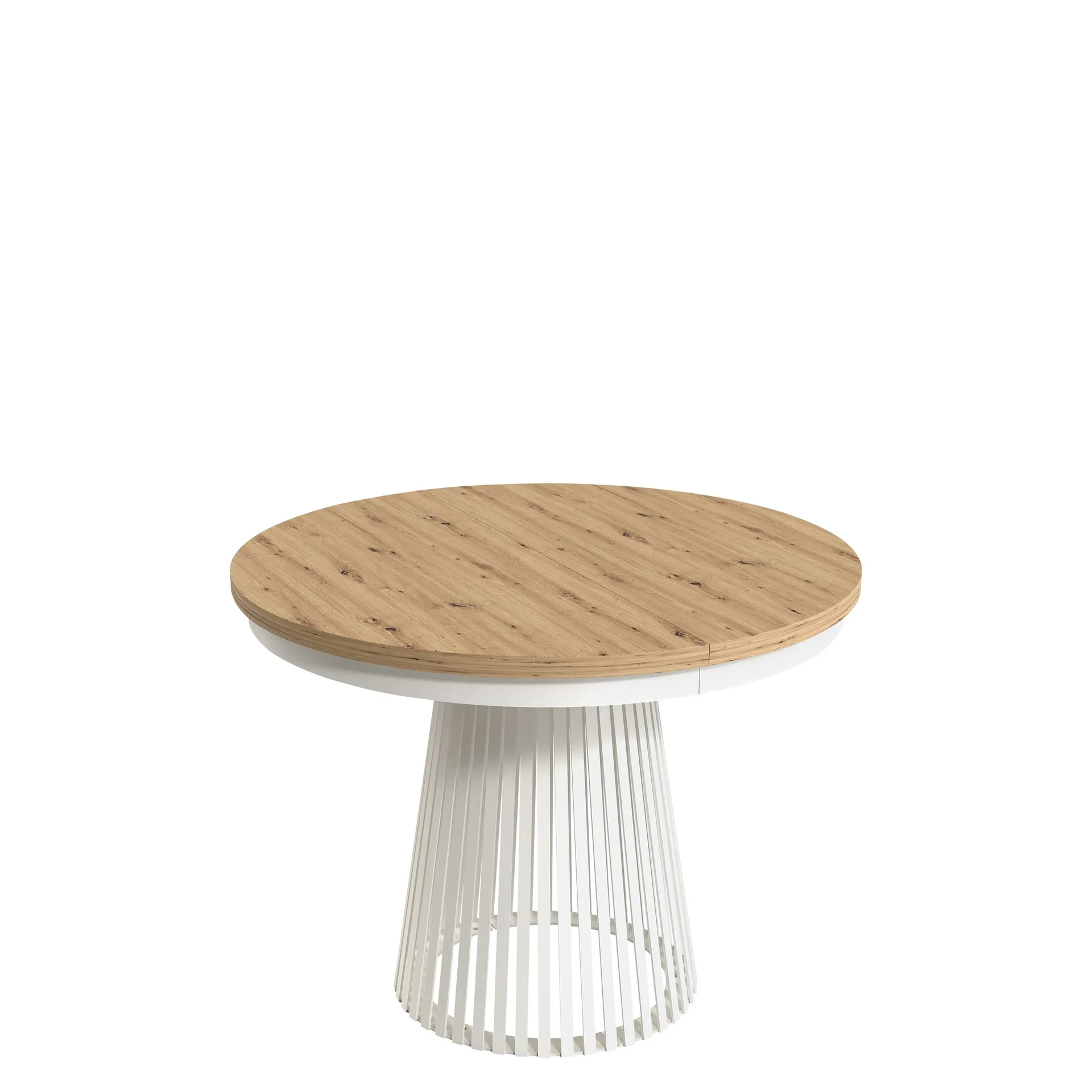 Erylan Spisebord rundt uttrekkbart 100-180 cm - hvit, natur