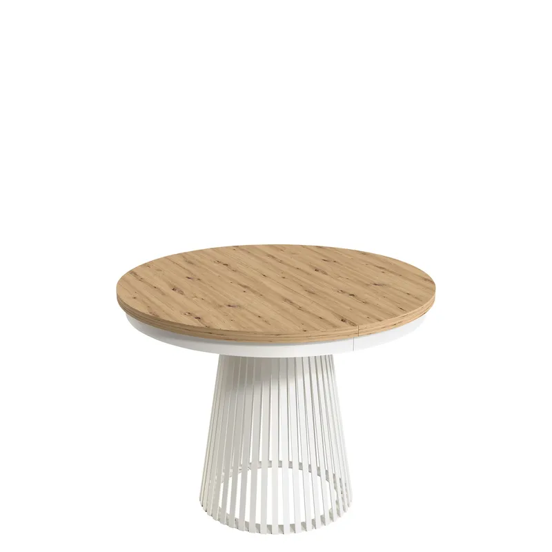 Erylan Spisebord rundt uttrekkbart 100-180 cm, hvit, natur