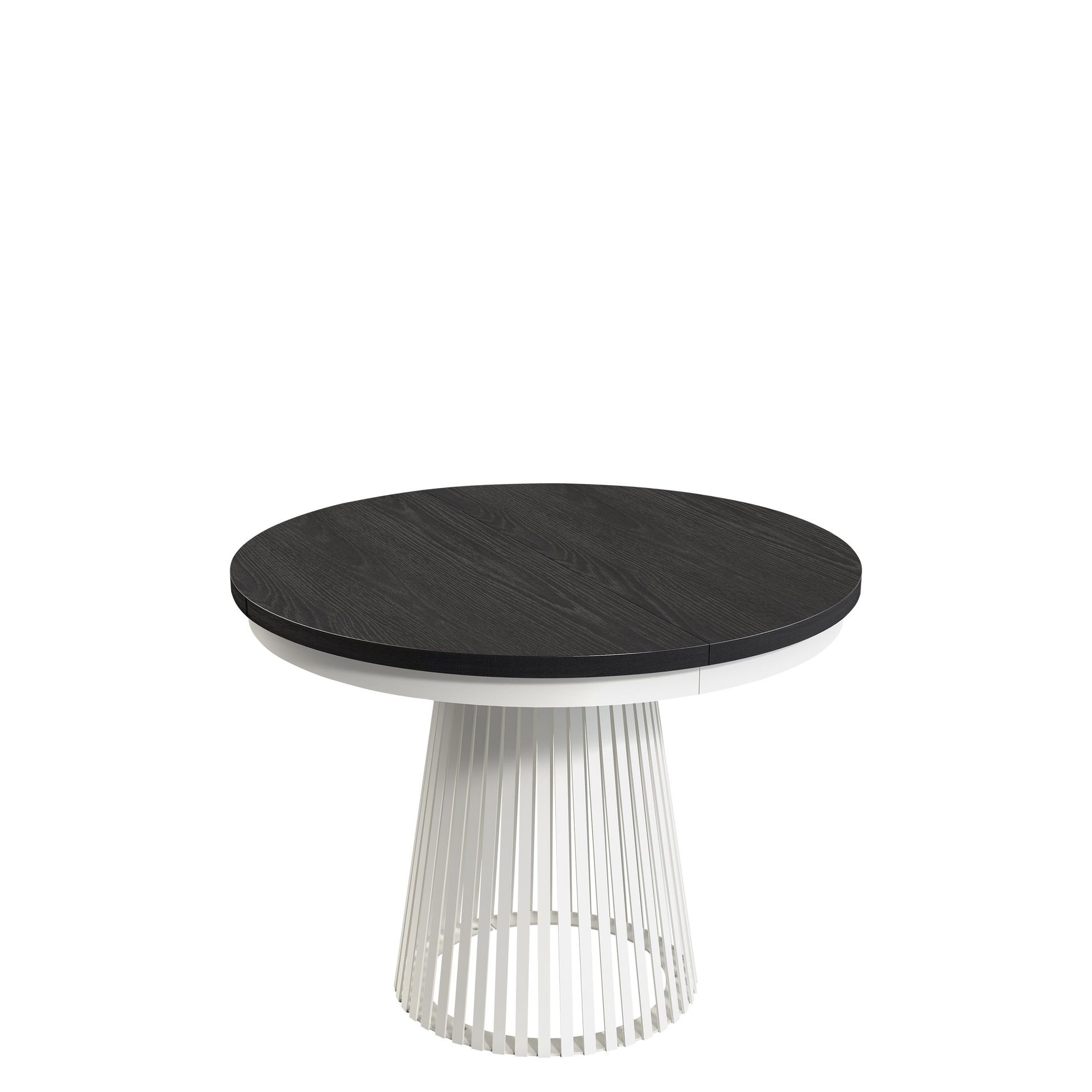 Erylan Spisebord rundt uttrekkbart 100-180 cm - hvit, svart