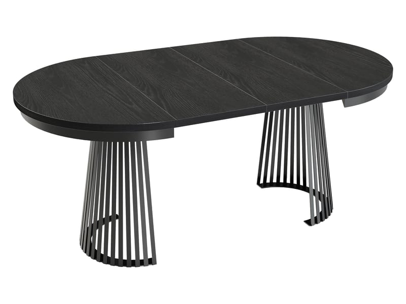 Erylan Spisebord rundt uttrekkbart 100-180 cm - hvit, svart - Møbler - Bord - Spisebord & kjøkkenbord