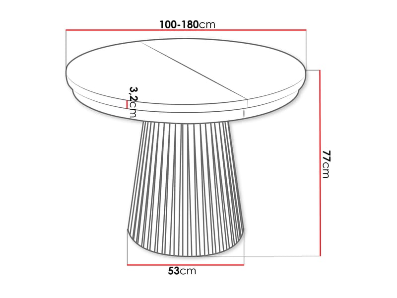 Erylan Spisebord rundt uttrekkbart 100-180 cm - svart, beige - Møbler - Bord - Spisebord & kjøkkenbord