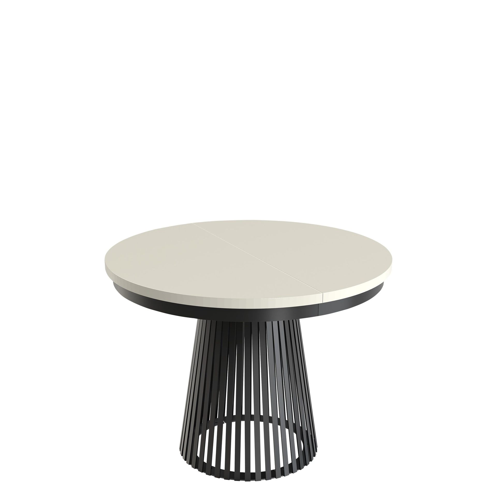 Erylan Spisebord rundt uttrekkbart 100-180 cm - svart, beige