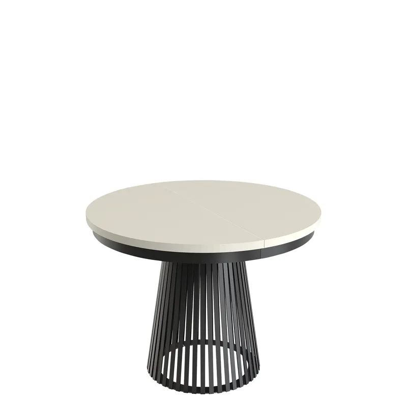 Erylan Spisebord rundt uttrekkbart 100-180 cm - svart, beige - Møbler - Bord - Spisebord & kjøkkenbord