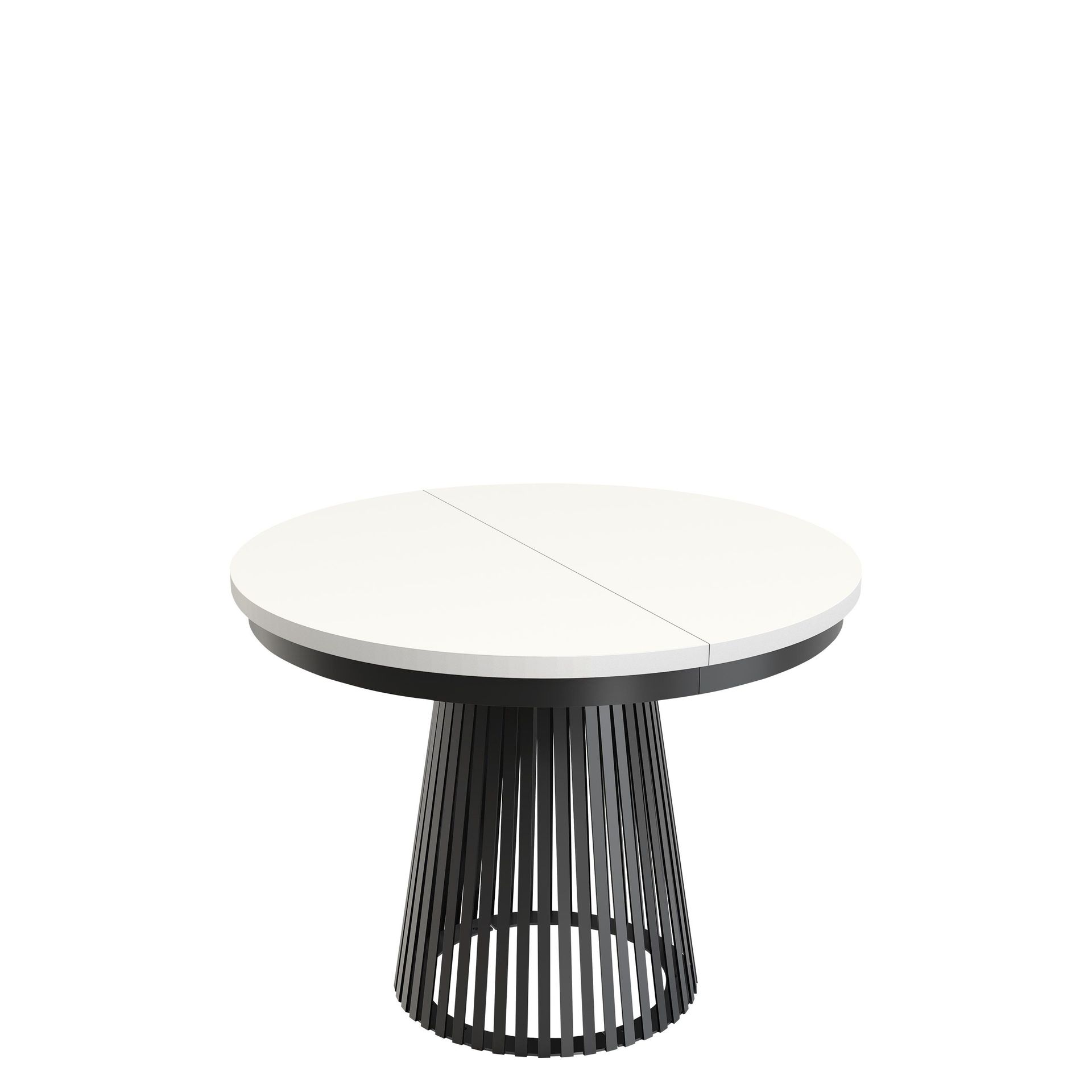 Erylan Spisebord rundt uttrekkbart 100-180 cm - svart, hvit
