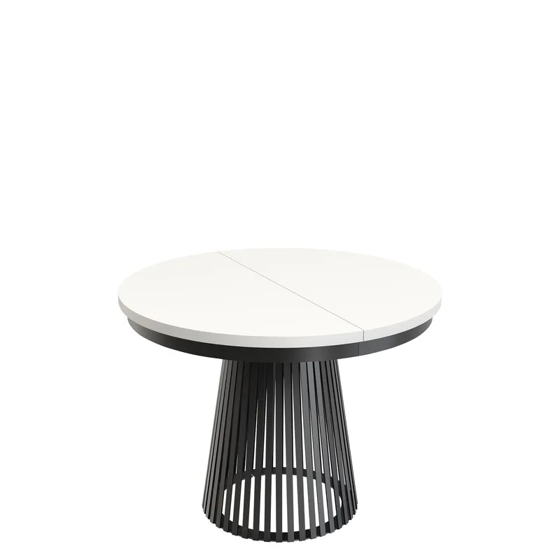 Erylan Spisebord rundt uttrekkbart 100-180 cm - svart, hvit - Møbler - Bord - Spisebord & kjøkkenbord