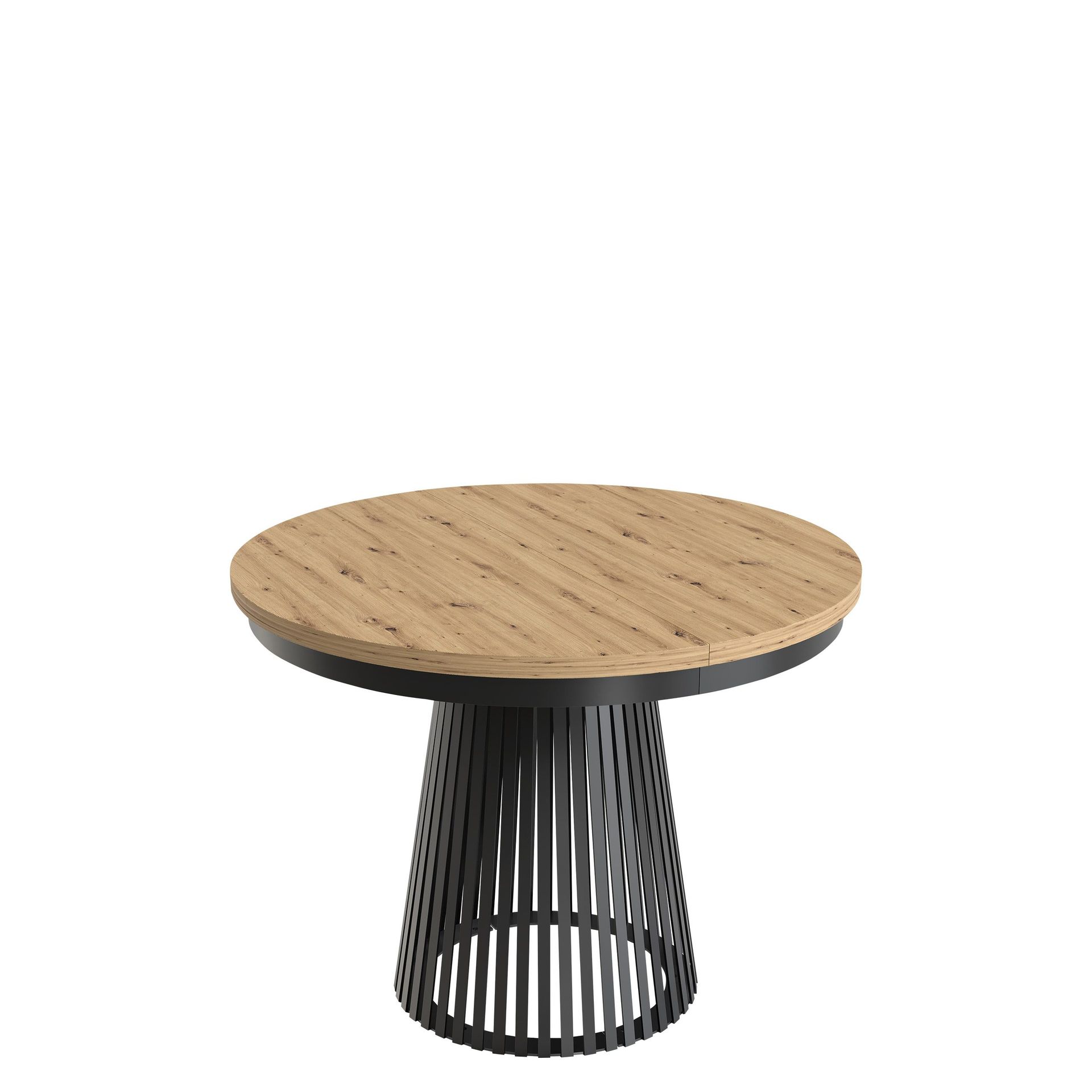 Erylan Spisebord rundt uttrekkbart 100-180 cm - svart, natur